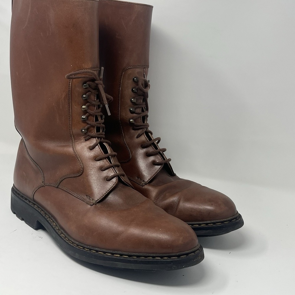 HESCHUNG US 10 Mens Ranger /Military Style 11" Tall BROWN LEATHER BOOT France